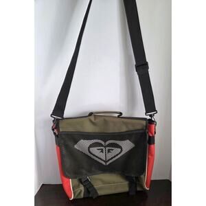 Vtg Y2K Roxy Messenger Bag Removabl Crossbody Strap Green Orange 12x13 Nylon
